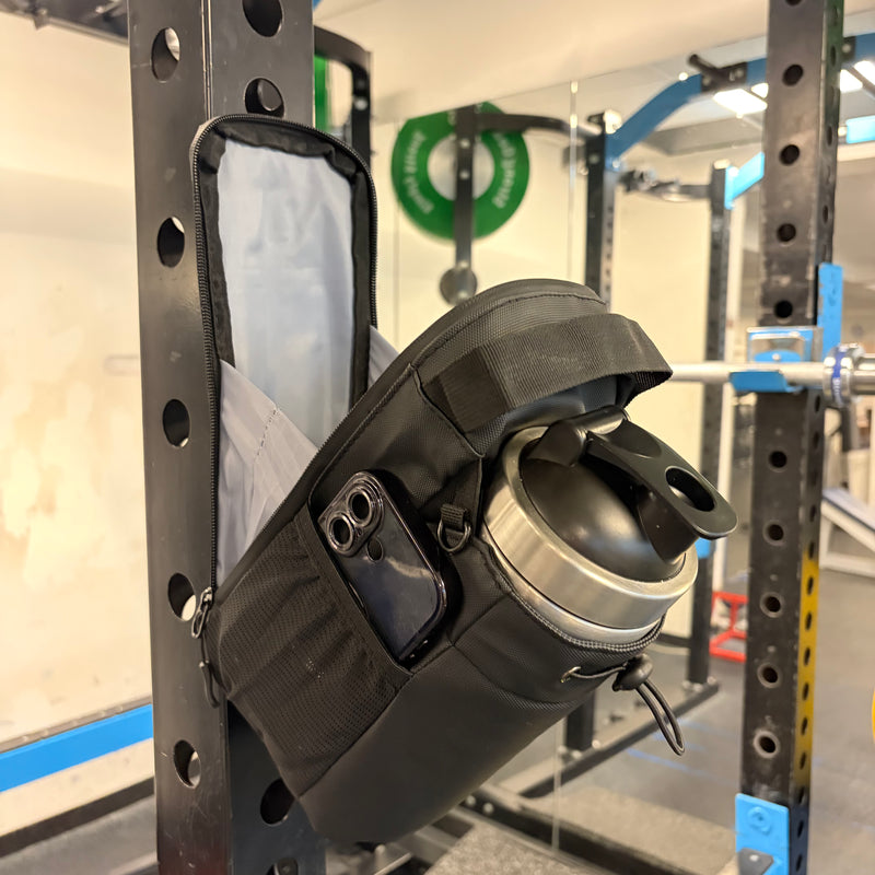 Magnetic closure detail on Maglo water bottle sling bag — neodymium lock